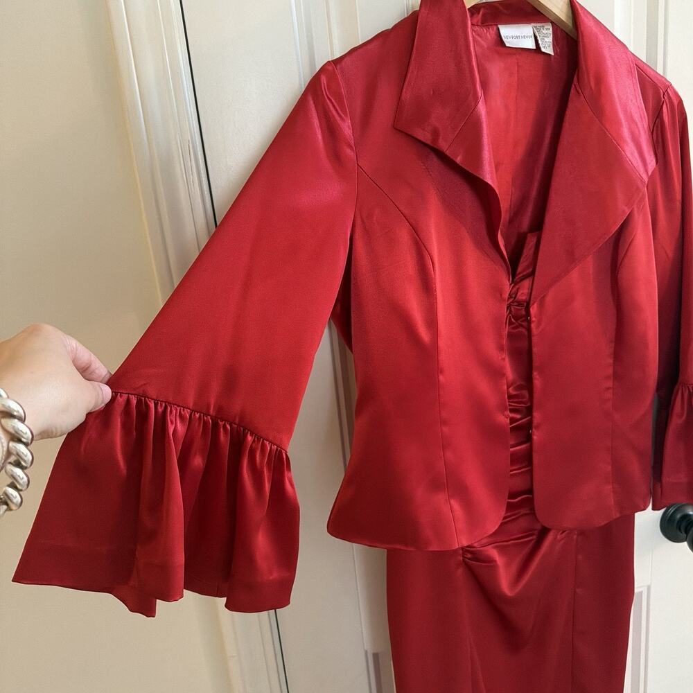 Vintage Newport News Red Dress & Jacket Two Piece Set Women’s Size 8 - Picture 2 of 12